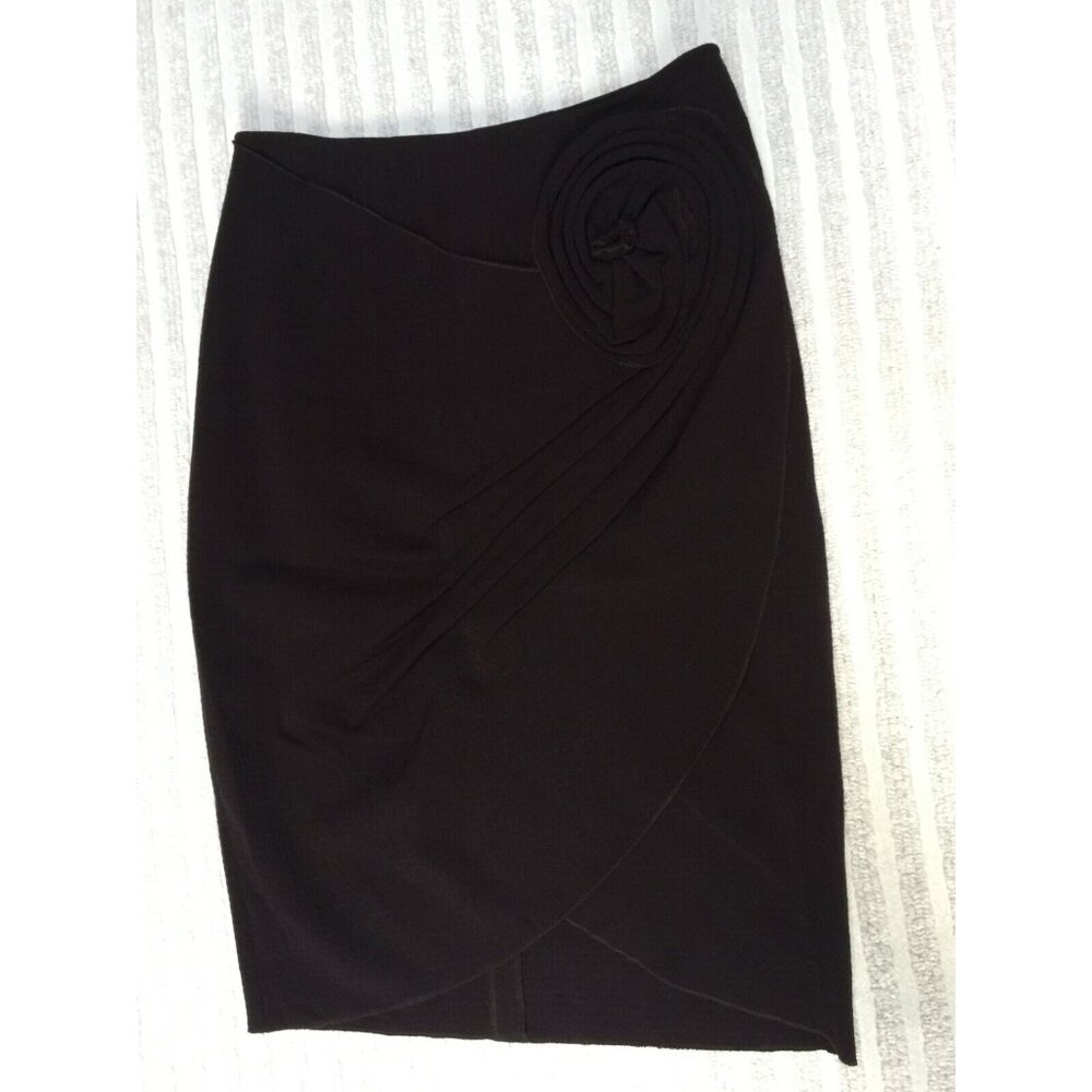 Rickie Freeman Teri Jon Womens Size 2 Brown Wool Blend Career Wrap Tulip Skirt